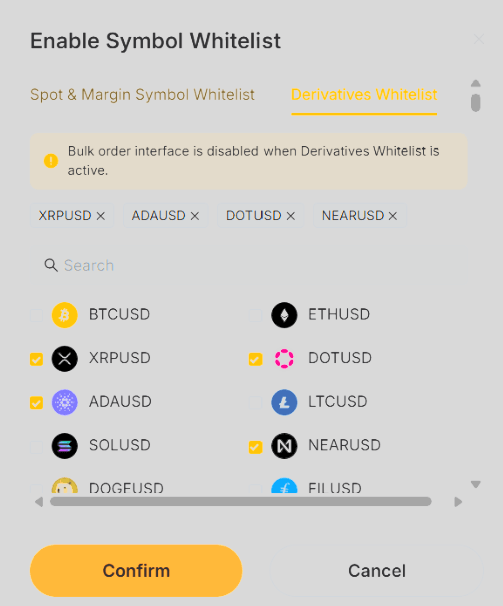 Bybit coin whitelist setup